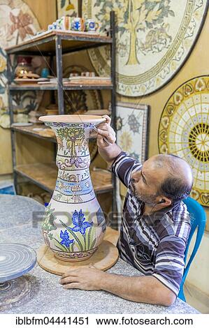 Man working on a mosaic vase, artisan center, Madaba, Jordan, Asia View Large Photo Image Stock Image - Man working on a mosaic vase, artisan center, Madaba, Jordan, Asia. Fotosearch