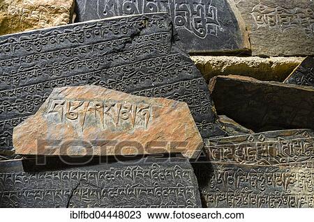 Mani stones with the engraved tibetan mantra Om Mani Padme Hum are piled up to a wall, Ngawal, Manang District, Nepal, Asia View Large Photo Image Stock Image - Mani stones with the engraved tibetan mantra Om Mani Padme Hum are piled up to a wall, Ngawal, Manang District, Nepal, Asia. Fotosearch