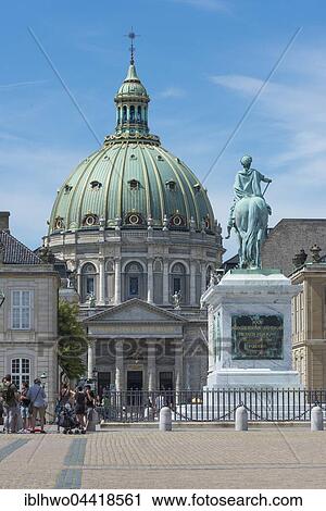 Marble church, palace square with equestrian statue of King Frederick V, Copenhagen, Denmark, Europe View Large Photo Image Stock Image - Marble church, palace square with equestrian statue of King Frederick V, Copenhagen, Denmark, Europe. Fotosearch