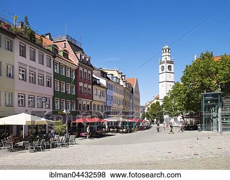 Stock Photo - Marienplatz and Blaserturm, Trumpeter's Tower, Ravensburg, Upper Swabia, Baden-Württemberg, Germany, Europe. Fotosearch