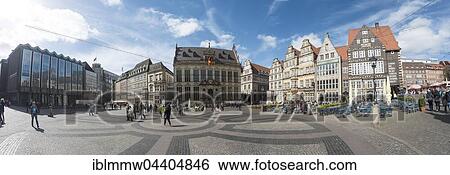 Stock Photograph - Market in historic centre, Bremen, Germany, Europe. Fotosearch