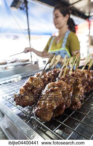 Market, meat skewers at a market stall, Krabi Town, Krabi Province, Thailand, Asia View Large Photo Image Stock Image - Market, meat skewers at a market stall, Krabi Town, Krabi Province, Thailand, Asia. Fotosearch