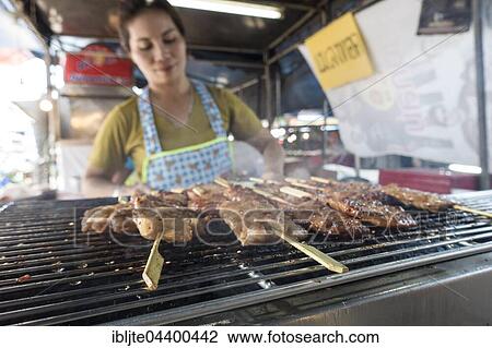 Market, meat skewers at a market stall, Krabi Town, Krabi Province, Thailand, Asia View Large Photo Image Stock Image - Market, meat skewers at a market stall, Krabi Town, Krabi Province, Thailand, Asia. Fotosearch