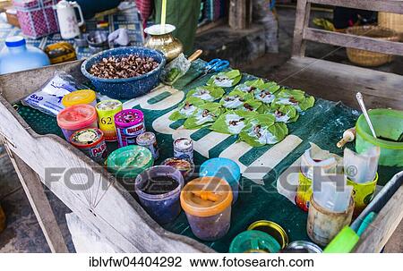 Market stall showing preparation of traditional chewing tobacco and betel nut, Nampan, Inle Lake, Shan State, Myanmar, Asia View Large Photo Image Stock Image - Market stall showing preparation of traditional chewing tobacco and betel nut, Nampan, Inle Lake, Shan State, Myanmar, Asia. Fotosearch