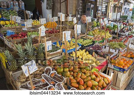 Market stand selling fruit, Ballaro Market, Palermo, Sicily, Italy, Europe View Large Photo Image Picture - Market stand selling fruit, Ballaro Market, Palermo, Sicily, Italy, Europe. Fotosearch