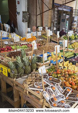 Market stand selling fruit, Ballaro Market, Palermo, Sicily, Italy, Europe View Large Photo Image Stock Image - Market stand selling fruit, Ballaro Market, Palermo, Sicily, Italy, Europe. Fotosearch