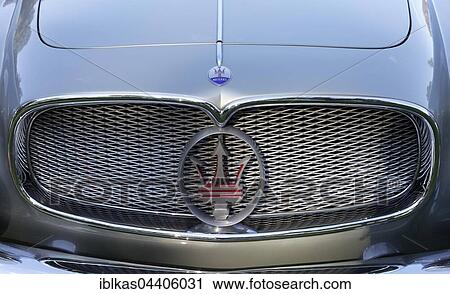 Maserati emblem, model A6G 54 Coupe 2000, built in 1956, Italian vintage car, Schloss Dyck Classic Days 2016 Jüchen, Niederrhein, North Rhine-Westphalia, Germany, Europe View Large Photo Image Stock Image - Maserati emblem, model A6G 54 Coupe 2000, built in 1956, Italian vintage car, Schloss Dyck Classic Days 2016 Jüchen, Niederrhein, North Rhine-Westphalia, Germany, Europe. Fotosearch