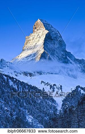 Stock Image - Matterhorn, 4478 (m), Zermatt, Valais, Switzerland, Europe. Fotosearch