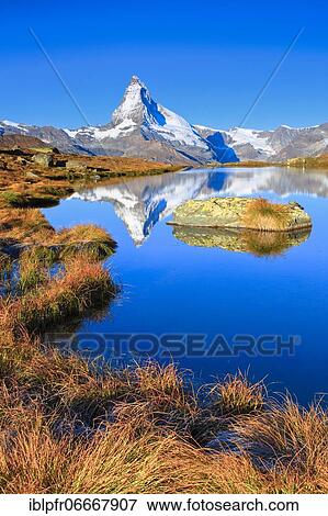Matterhorn and mountain lake, Valais, Switzerland, Europe View Large Photo Image Stock Photo - Matterhorn and mountain lake, Valais, Switzerland, Europe. Fotosearch