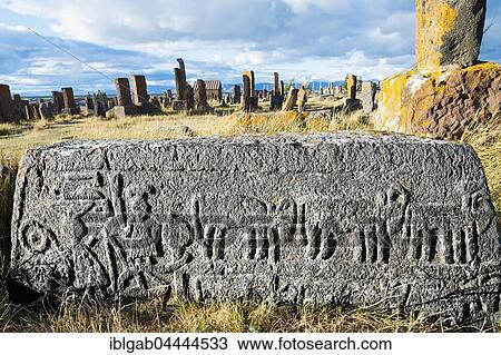 Medieval Khachkars, carved memorial stele, Farmers Stone, Noratus Cemetery, Lake Sevan, Gegharkunik Province, Armenia, Caucasus, Asia View Large Photo Image Stock Image - Medieval Khachkars, carved memorial stele, Farmers Stone, Noratus Cemetery, Lake Sevan, Gegharkunik Province, Armenia, Caucasus, Asia. Fotosearch