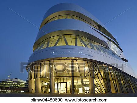 Mercedes-Benz Museum at twilight, Stuttgart, Baden-Württemberg, Germany, Europe View Large Photo Image Stock Image - Mercedes-Benz Museum at twilight, Stuttgart, Baden-Württemberg, Germany, Europe. Fotosearch