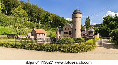 Mespelbrunn Castle, Elsava Valley, Spessart, Lower Franconia, Franconia, Bavaria, Germany, Europe View Large Photo Image Stock Photo - Mespelbrunn Castle, Elsava Valley, Spessart, Lower Franconia, Franconia, Bavaria, Germany, Europe. Fotosearch