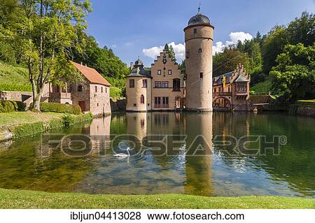 Mespelbrunn Castle, Elsava Valley, Spessart, Lower Franconia, Franconia, Bavaria, Germany, Europe View Large Photo Image Stock Photo - Mespelbrunn Castle, Elsava Valley, Spessart, Lower Franconia, Franconia, Bavaria, Germany, Europe. Fotosearch