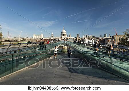 Stock Image - Millennium Bridge and St Paul's Cathedral, London, England, United Kingdom, Europe. Fotosearch