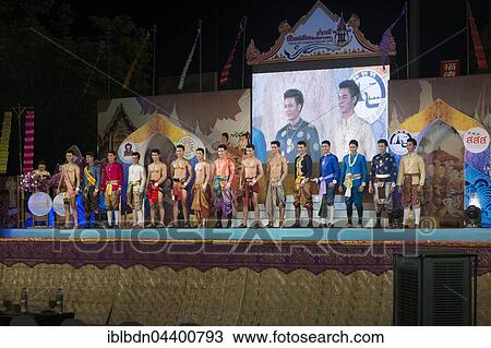 Stock Image - Mister Songkran contest, Thai New Year's festival, Chiang Mai, Thailand, Asia. Fotosearch