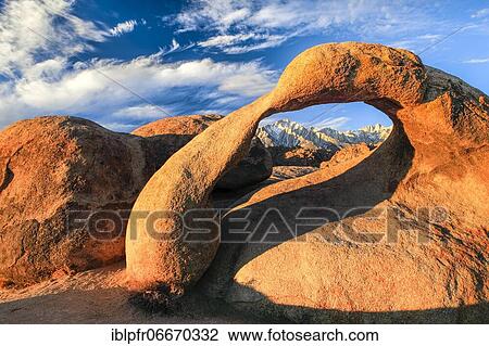 Mobius Arch, Lower 48, rock arch of eroded granite rock, sunrise, Alabama Hills, California, Lone Pine Peak, 12994, feet, Mt. Whitney, 14497, highest mountain in U. S View Large Photo Image Stock Image - Mobius Arch, Lower 48, rock arch of eroded granite rock, sunrise, Alabama Hills, California, Lone Pine Peak, 12994, feet, Mt. Whitney, 14497, highest mountain in U. S. Fotosearch
