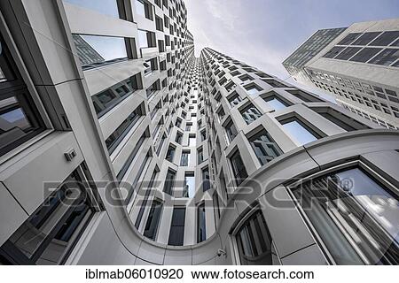 Stock Image - Modern architecture, facade of the high-rise building Upper West, Hotel Motel One Berlin-Upper West, Berlin, Germany, Europe. Fotosearch