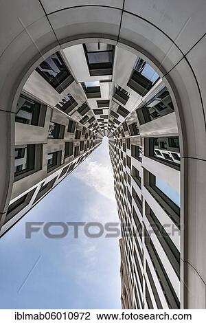 Stock Image - Modern architecture, facade of the high-rise building Upper West, Hotel Motel One Berlin-Upper West, Berlin, Germany, Europe. Fotosearch