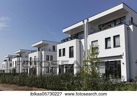 Modern two-family houses in Bauhaus style, Cubushäuser, Düsseldorf, North Rhine-Westphalia, Germany, Europe View Large Photo Image Stock Photo - Modern two-family houses in Bauhaus style, Cubushäuser, Düsseldorf, North Rhine-Westphalia, Germany, Europe. Fotosearch