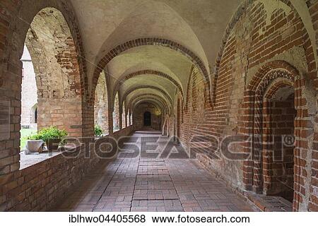 Stock Photo - monastery Jerichow, cloister, Indoors, Premonstratensian St. Marien Nikolai, Romanesque Road, Jerichow, Saxony-Anhalt, Germany, Europe. Fotosearch