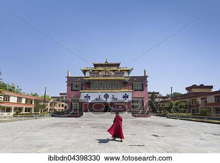 Monk in front of Shechen Monastery, near Boudhanath, Kathmandu, Nepal, Asia View Large Photo Image Stock Image - Monk in front of Shechen Monastery, near Boudhanath, Kathmandu, Nepal, Asia. Fotosearch