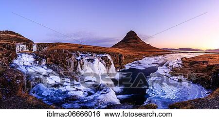 Morning atmosphere at Kirkjufell with waterfall Kirkjufellsfoss, sunrise, Snäfellsnes Peninsula, Iceland, Europe View Large Photo Image Stock Photograph - Morning atmosphere at Kirkjufell with waterfall Kirkjufellsfoss, sunrise, Snäfellsnes Peninsula, Iceland, Europe. Fotosearch
