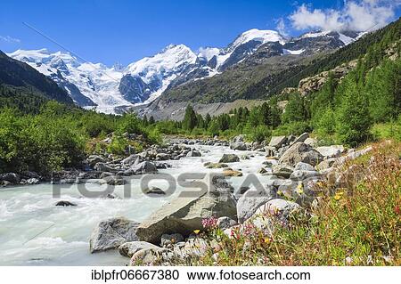 Morteratsch valley, Piz Palü, 3905 m, Piz Bernina, 4049 m, Biancograt, Morteratsch glacier, Grisons, Switzerland, Europe View Large Photo Image Stock Image - Morteratsch valley, Piz Palü, 3905 m, Piz Bernina, 4049 m, Biancograt, Morteratsch glacier, Grisons, Switzerland, Europe. Fotosearch