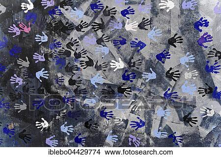 Picture - Mural, hands, detail, artist Christine Kühn, East Side Gallery, Berlin, Germany, Europe. Fotosearch