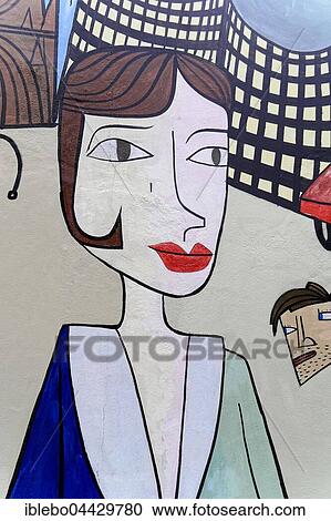 Mural, woman in front of open Berlin Wall, detail, East Side Gallery, Berlin, Germany, Europe View Large Photo Image Stock Image - Mural, woman in front of open Berlin Wall, detail, East Side Gallery, Berlin, Germany, Europe. Fotosearch