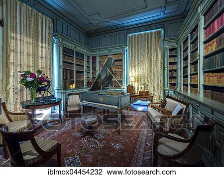 Stock Image - Music room, Château de Cheverny, Loir-et-Cher Département, France, Europe. Fotosearch