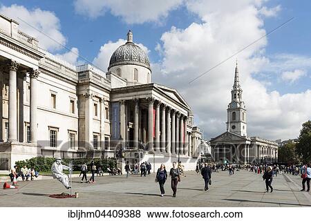 Stock Photo - National Gallery, Church St. Martin-in-the-Fields, Trafalgar Square, London, England, United Kingdom, Europe. Fotosearch