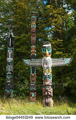 Native American totem poles, First Nations, Stanley Park, Vancouver, British Columbia, Canada, North America View Large Photo Image Stock Photo - Native American totem poles, First Nations, Stanley Park, Vancouver, British Columbia, Canada, North America. Fotosearch