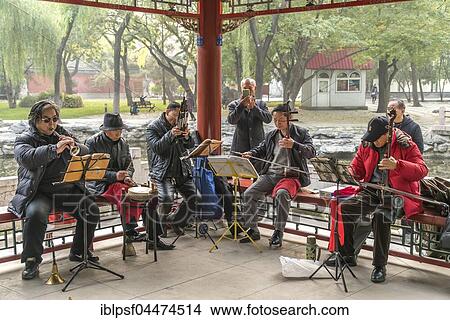Native musicians with instruments, Ritan Park, Beijing, China, Asia View Large Photo Image Picture - Native musicians with instruments, Ritan Park, Beijing, China, Asia. Fotosearch