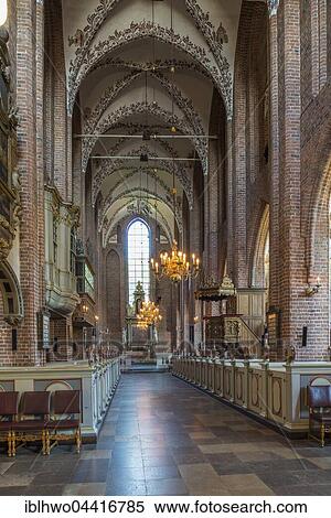 Stock Photography - Nave, interior, St. Mary's Church, Carmelite monastery, 15th century, Helsingør or Elsinore, Capital Region of Denmark, Denmark, Europe. Fotosearch