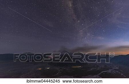 Night sky with stars, smoking volcano Mount Gunung Bromo, Mount Batok in front, Mount Kursi at back, Mount Gunung Semeru, Bromo Tengger Semeru National Park, Java, Indonesia, Asia View Large Photo Image Stock Photography - Night sky with stars, smoking volcano Mount Gunung Bromo, Mount Batok in front, Mount Kursi at back, Mount Gunung Semeru, Bromo Tengger Semeru National Park, Java, Indonesia, Asia. Fotosearch