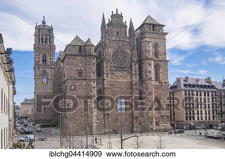 Notre-Dame Cathedral, Place d'Armes, Rodez, Aveyron, Languedoc-Roussillon-Midi-Pyrénées, France, Europe View Large Photo Image Stock Photo - Notre-Dame Cathedral, Place d'Armes, Rodez, Aveyron, Languedoc-Roussillon-Midi-Pyrénées, France, Europe. Fotosearch