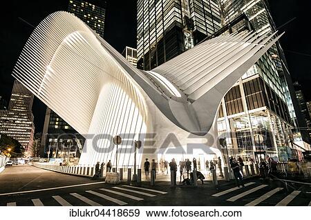Stock Photo - Oculus, subway station, World Trade Center Transportation Hub, architect Santiago Calatrava, Ground Zero, Manhattan, New York, USA, North America. Fotosearch
