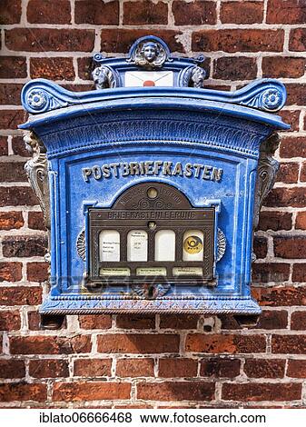 Old blue mailbox on brick wall, Lauenburg, Germany, Europe View Large Photo Image Stock Photo - Old blue mailbox on brick wall, Lauenburg, Germany, Europe. Fotosearch