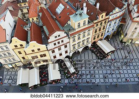 Old houses, view from above, Old Town Square, Prague, Czech Republic, Europe View Large Photo Image Stock Image - Old houses, view from above, Old Town Square, Prague, Czech Republic, Europe. Fotosearch