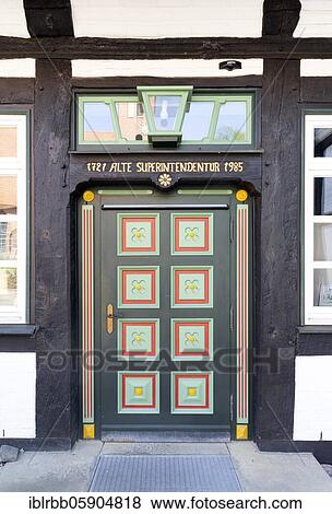 Stock Photo - Old superintendent, entrance portal, today community centre and event centre, Sulingen, Lower Saxony, Germany, Europe. Fotosearch