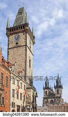 Old Town Hall and Tyn Church, Old Town Square, Prague, Czech Republic, Europe View Large Photo Image Stock Image - Old Town Hall and Tyn Church, Old Town Square, Prague, Czech Republic, Europe. Fotosearch