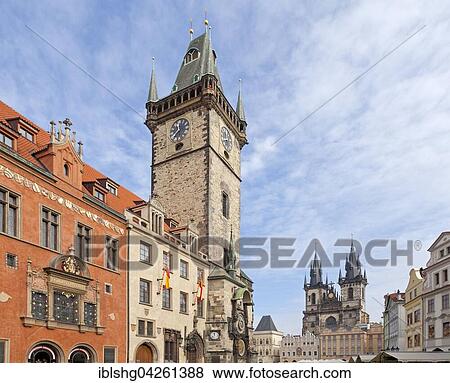 Old Town Hall and Tyn Church, Old Town Square, Prague, Czech Republic, Europe View Large Photo Image Stock Photo - Old Town Hall and Tyn Church, Old Town Square, Prague, Czech Republic, Europe. Fotosearch