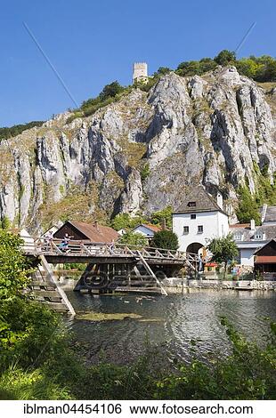 Old wooden bridge over side arm of the Altmühl River with Randeck Castle, Essing, Altmühltal, Lower Bavaria, Bavaria, Germany, Europe View Large Photo Image Stock Photograph - Old wooden bridge over side arm of the Altmühl River with Randeck Castle, Essing, Altmühltal, Lower Bavaria, Bavaria, Germany, Europe. Fotosearch