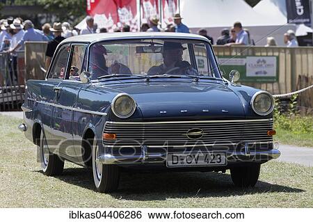 Stock Photograph - Opel Rekord P2, 1960 model, vintage car, Schloss Dyck Classic Days 2016 Juchen, Niederrhein, Nordrhein-Westfalen, Germany, Europe. Fotosearch