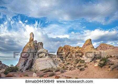 Stock Photo - Orange-red rock formations, sandstone, White Domes Trail, Valley of Fire State Park, Mojave Desert, Nevada, USA, North America. Fotosearch