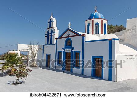 Orthodox church with dome and bell tower, Thirassia, Santorini, Cyclades, Greece, Europe View Large Photo Image Stock Image - Orthodox church with dome and bell tower, Thirassia, Santorini, Cyclades, Greece, Europe. Fotosearch