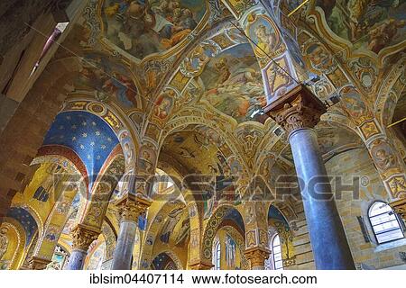 Painted vault, La Martorana Church, Palermo, Sicily, Italy, Europe View Large Photo Image Picture - Painted vault, La Martorana Church, Palermo, Sicily, Italy, Europe. Fotosearch
