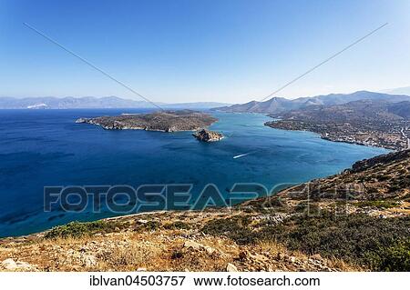 Panoramic view of Elounda bay, Agios Nikolaos, Crete, Greece, Europe View Large Photo Image Stock Photo - Panoramic view of Elounda bay, Agios Nikolaos, Crete, Greece, Europe. Fotosearch