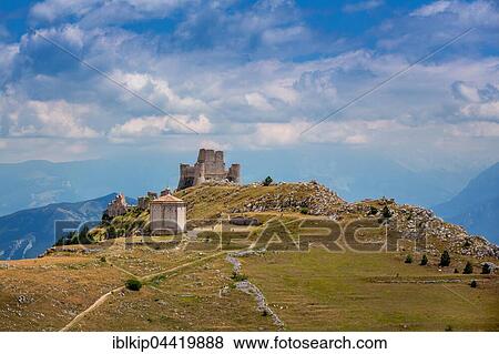 Panoramic view of Gran Sasso mountain with Santa Maria della Pietà and Rocca Calascio, Gran Sasso d'Italia, Abruzzo, Italy, Europe View Large Photo Image Stock Photo - Panoramic view of Gran Sasso mountain with Santa Maria della Pietà and Rocca Calascio, Gran Sasso d'Italia, Abruzzo, Italy, Europe. Fotosearch
