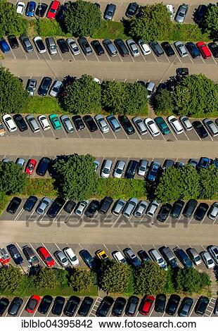 Stock Image - Parking lot, aerial view, Witten, Ruhr District, North Rhine-Westphalia, Germany, Europe. Fotosearch